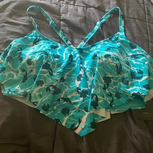 NWT Torrid Disney Ariel Little Mermaid flounce bikini top size 2 (18-20) new